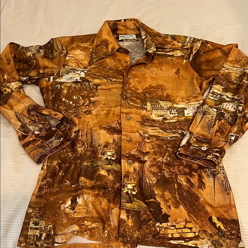 Vintage Oleg Cassini Disco Print Shirt